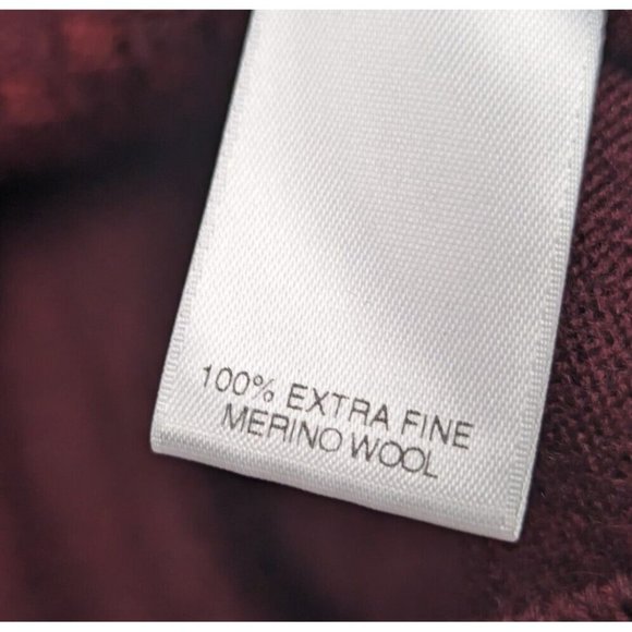 Turnbury Sweater Men's Large Extra Fine Merino Wool Checkered Burgundy Crew Neck - Picture 4 of 4
